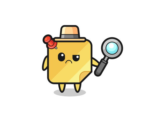 吉祥物的可爱便利贴作为侦探图片下载