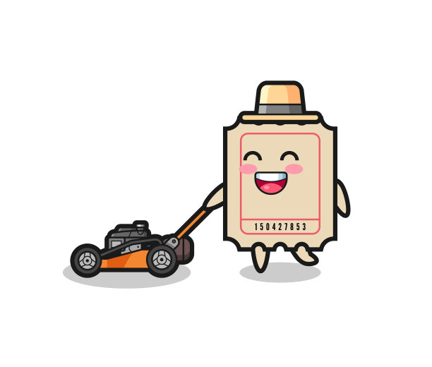 使用割草机的票据字符图片下载