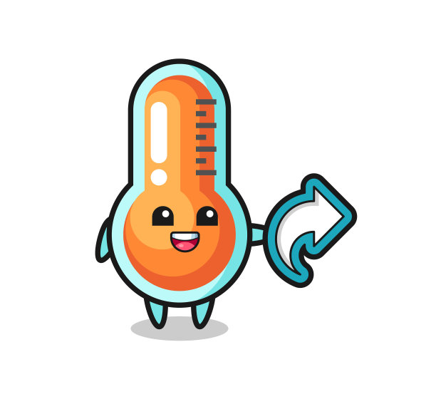 可爱的温度计持有社交媒体分享符号图片下载