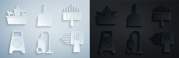 将真空吸尘器吸湿地板并进行清洁图片下载