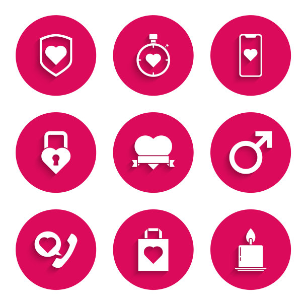 用心和丝带购物袋图片下载