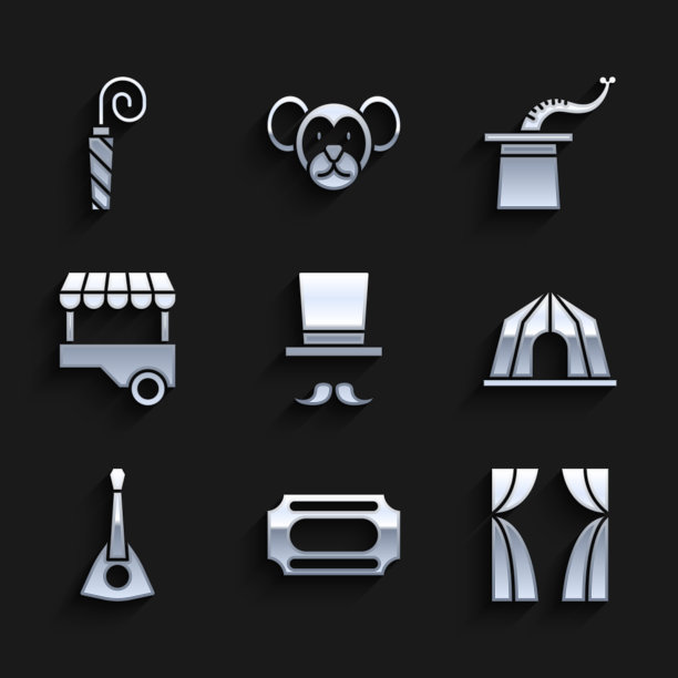 设置魔术师马戏团门票帷幕升起帐篷图片下载