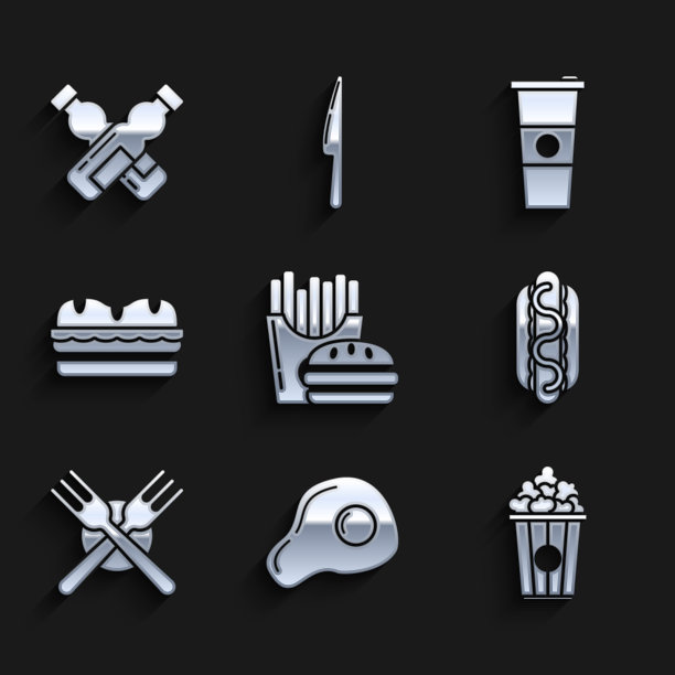 将汉堡和炸薯条装在纸盒里图片下载