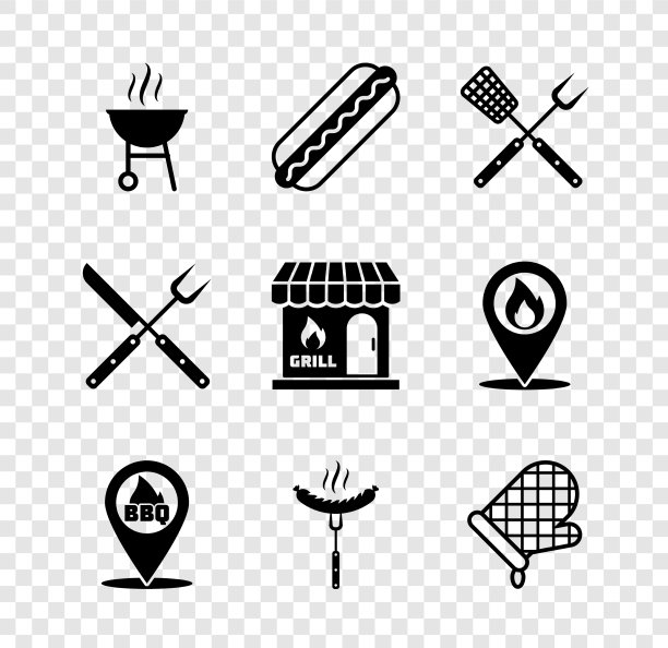 设置烧烤烧烤热狗三明治交叉叉图片下载