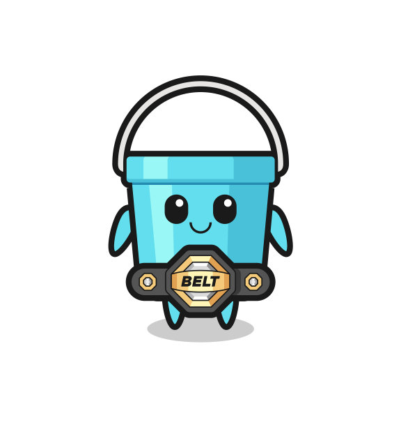 综合格斗选手塑料桶吉祥物带腰带图片下载