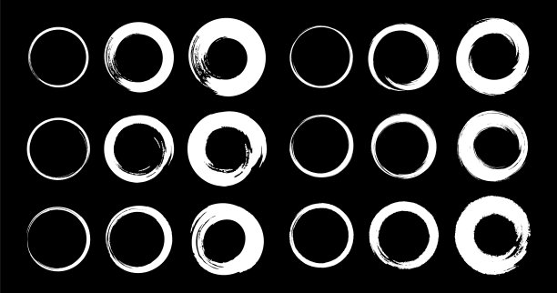 白色手画垃圾圆形框架设置图片下载