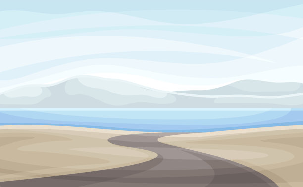 蜿蜒的道路伸向远方和水面图片下载