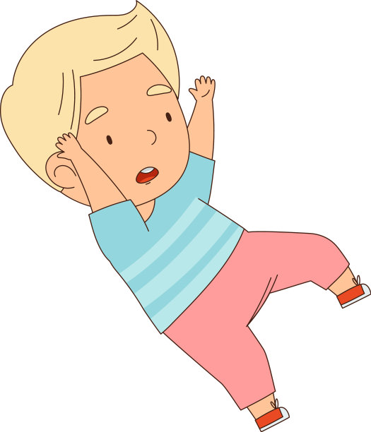 可爱的男孩在跑步的时候跌倒了图片下载