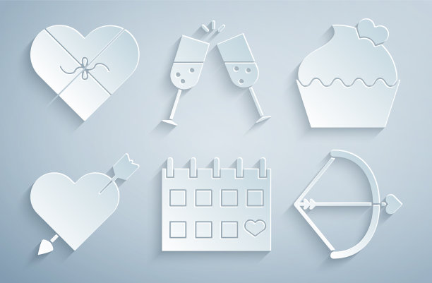 挂历用心形婚庆蛋糕和爱情图片下载