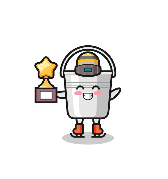 金属桶卡通滑冰运动员图片下载