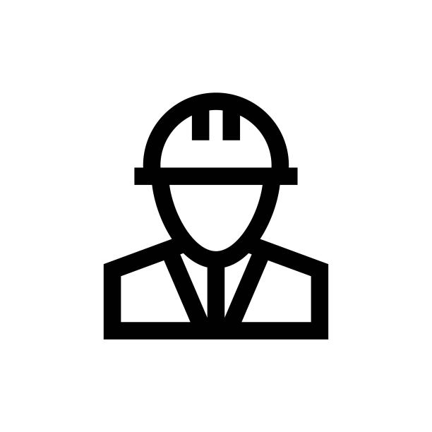 轮廓图标工程师徽章。孤立在白色的。矢量图图片下载