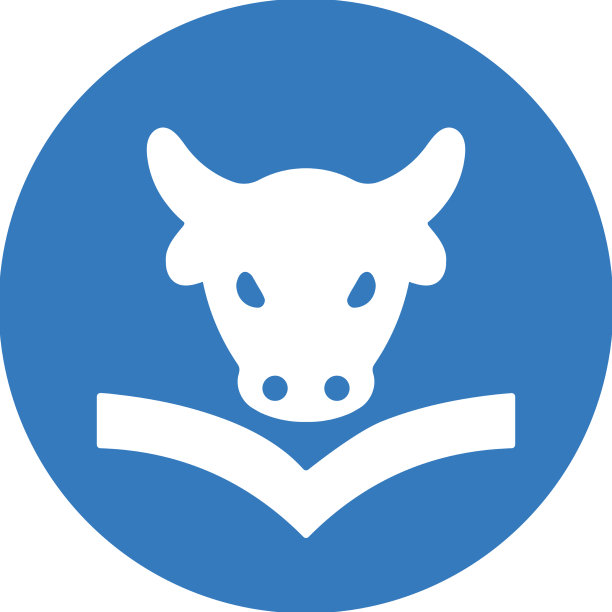 牛教育知识图标蓝色版图片下载