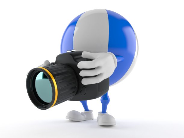 沙滩球角色拿着相机图片下载