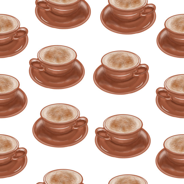 无缝模式与咖啡杯。织物的设计成分。假日、派对和邀请函的插图。室内装饰。秋天画图片下载