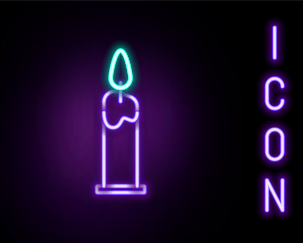 烛台上闪烁的霓虹灯线燃烧着蜡烛图片下载