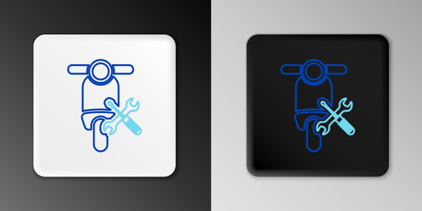 线踏板车与螺丝刀和扳手图标图片下载