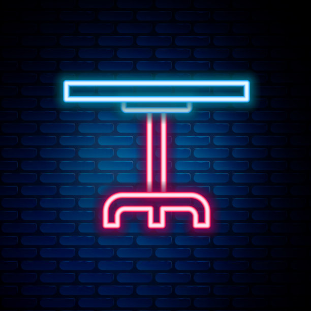 发光的霓虹灯线圆桌图标孤立上图片下载