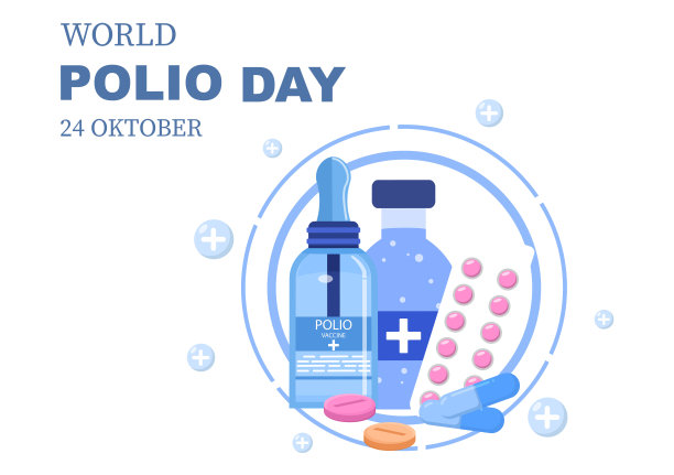 世界脊髓灰质炎日背景10月24日庆祝脊髓灰质炎病毒引起的危及生命的疾病的药物。矢量图图片下载