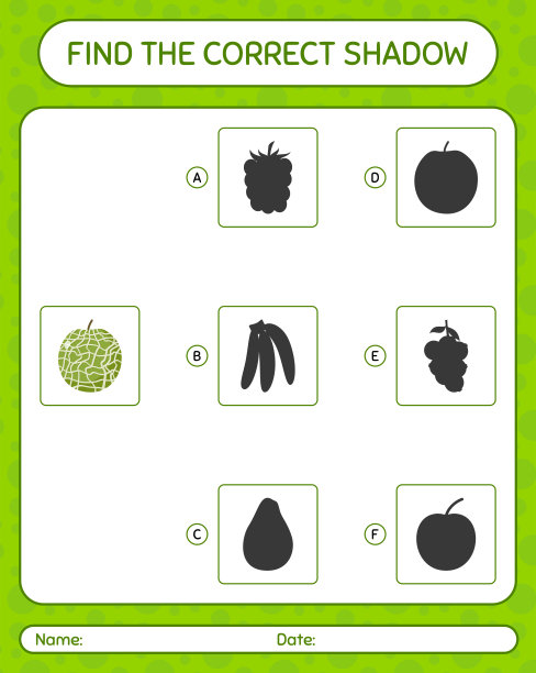 用哈密瓜找到正确的阴影游戏。学龄前儿童的工作表，儿童活动表图片下载