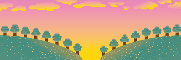 秋天的黄昏和秋天的小山图片下载