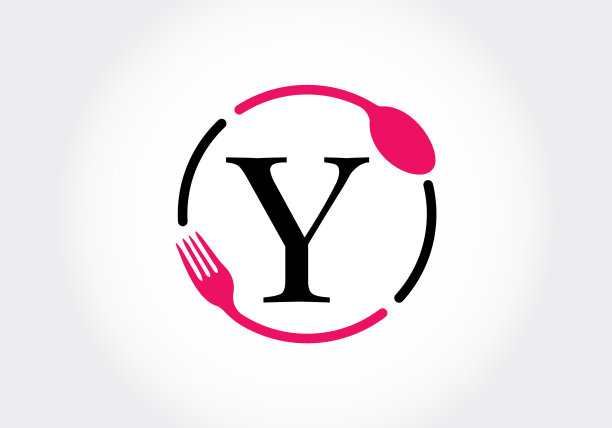 首字母组合字母与叉子勺子。图片下载