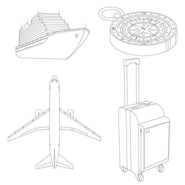 白色背景上的露营线图标图片下载