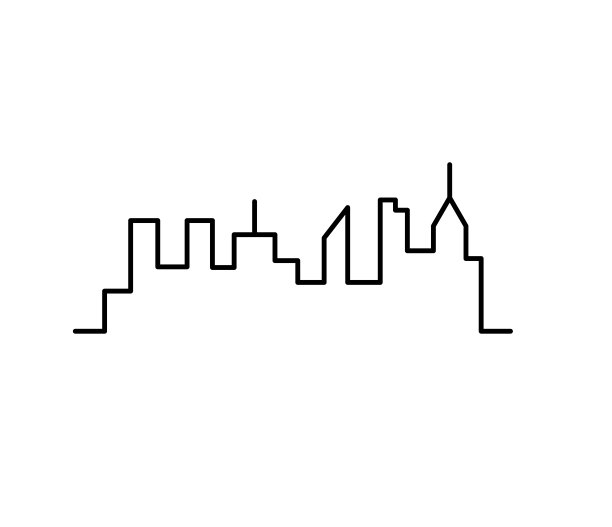 抽象的全景景观作为连续的线条绘制在白色上图片下载