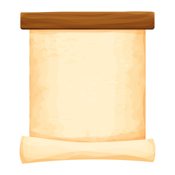 木板与羊皮纸卷轴卡通风格孤立在白色背景。框架，中世纪面板，菜单。空的gui资产，招牌。矢量图图片下载