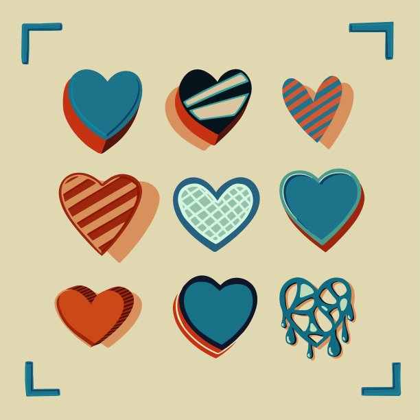 手工绘制的彩色心图片下载