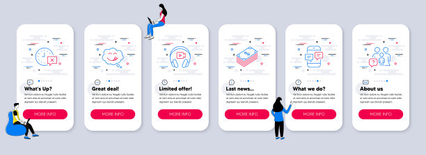 一套线图标，如美味的微笑美元图片下载