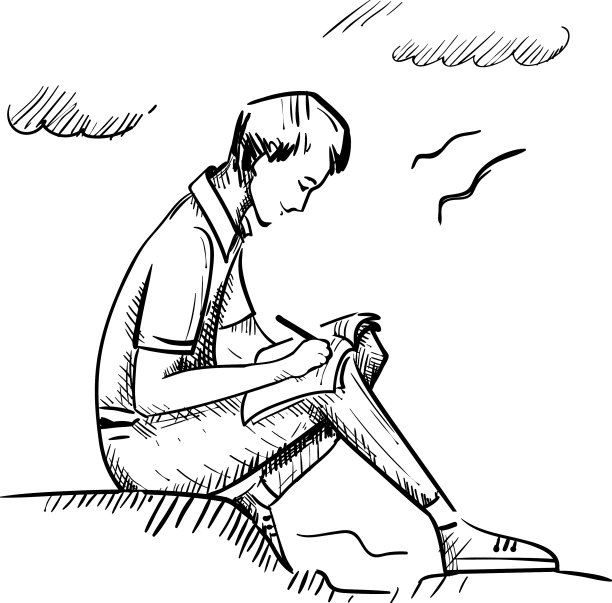 一个人做笔记写计划图片下载