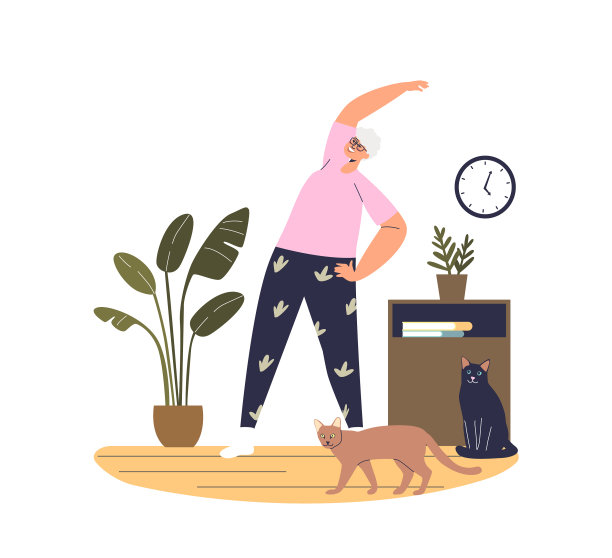 老大娘在家做操训练图片下载