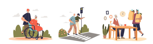 照顾老人的年轻志愿者退休了图片下载