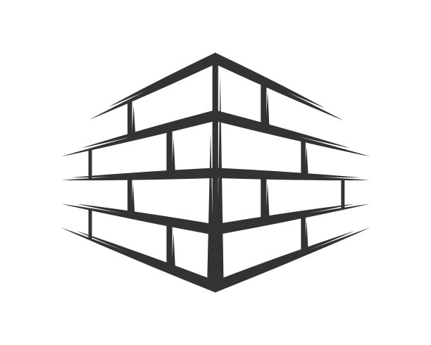 砖墙在复古风格孤立在白色图片下载