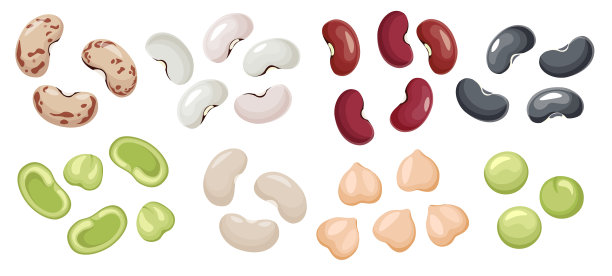 一套豆图标绿色红色白色灰色种子图片下载