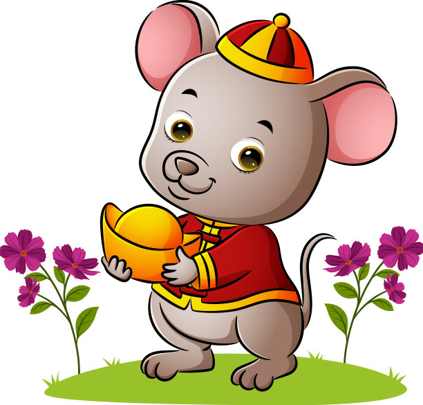可爱的小老鼠正捧着金灿灿的燕包坛子图片下载