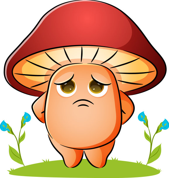 蘑菇带着悲伤的表情站着图片下载