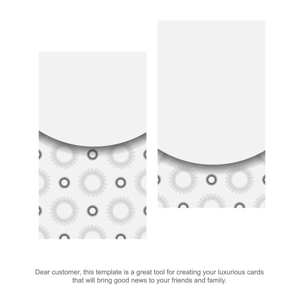 矢量模板印刷设计名片白色与黑色复古图案。希腊装饰的名片准备。图片下载