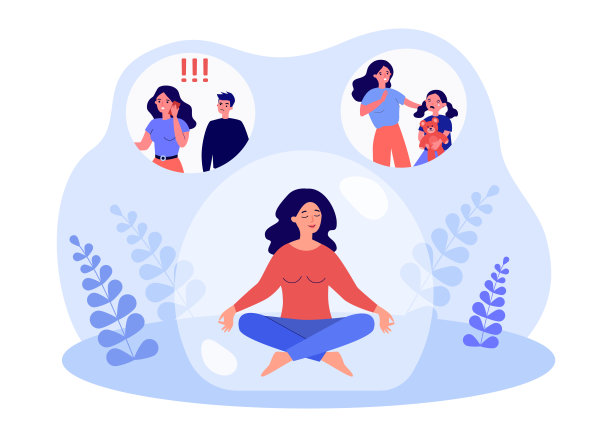 女性人物通过冥想来缓解压力图片下载