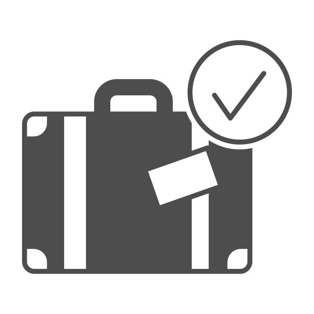 行李袋行李与检查标记固体图标图片下载