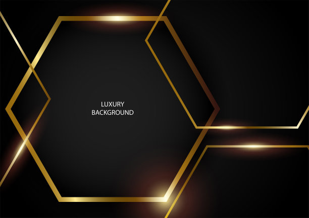 带有黄金框架的抽象六边形图片下载