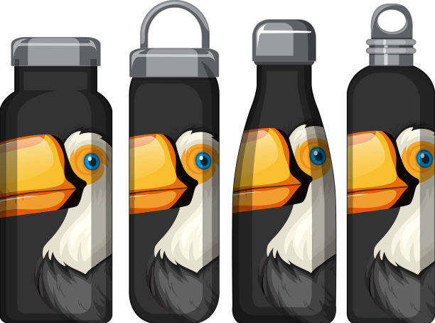 套不同的热水瓶与巨嘴鸟图片下载