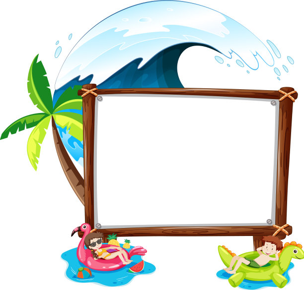 夏日沙滩主题与空白横幅隔离上图片下载