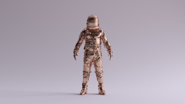 青铜太空人宇航员太空人复古风格图片下载