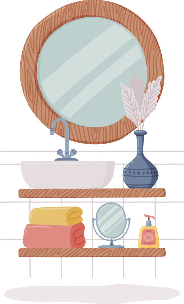 浴室或盥洗室内部有镜子和水槽图片下载