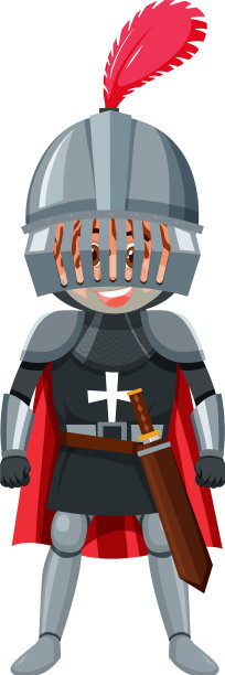 白色背景上的骑士卡通人物图片下载