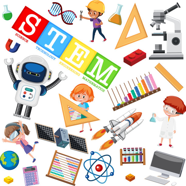 彩色的stem教育标志与学习图片下载