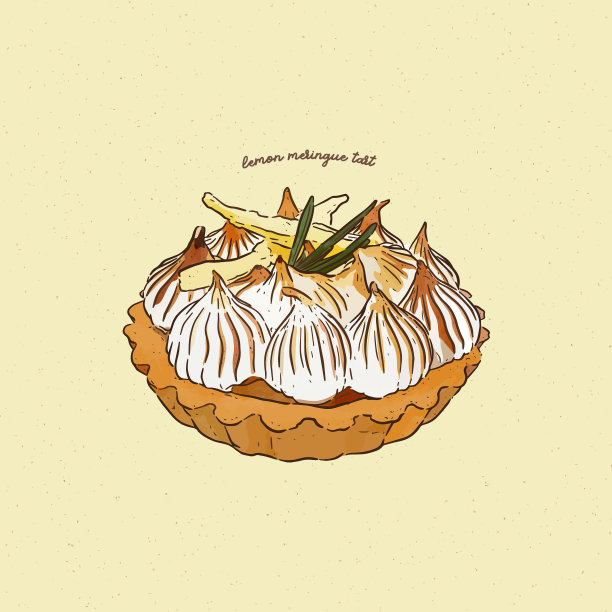 柠檬蛋白塔手绘草图图片下载