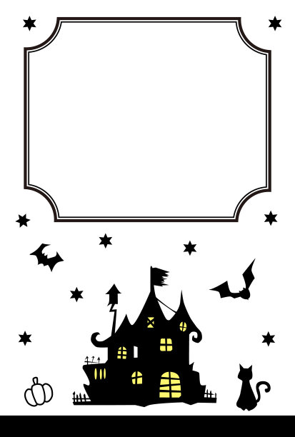 万圣节模板平面矢量插图黑白图片下载