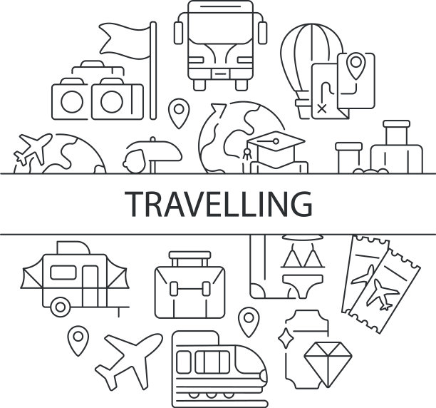 旅行抽象的线性概念布局图片下载